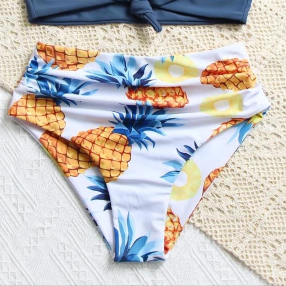 Pineapple print high waisted swim bottoms